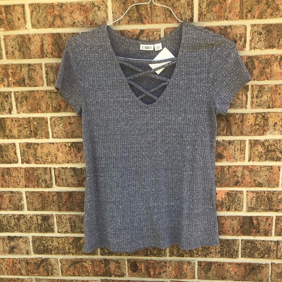 Cato Tops - NWT Cato criss cross ribbed shirt